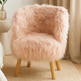 Kelvra Faux Fur Kids Chair in Pink