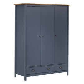 Kendal Wooden Wardrobe With 3 Doors In Grey And Brown