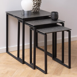 Kennesaw Ceramic Nest Of 3 Tables In Black Fairbanks