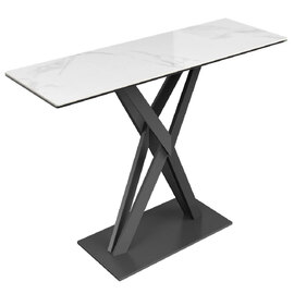 Kenosha Ceramic Glass Console Table In White Gloss