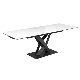 Kenosha Ceramic Glass Extending Dining Table In White Gloss