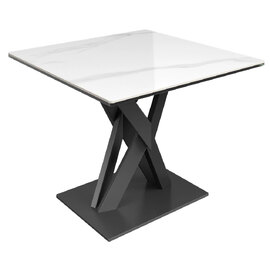 Kenosha Ceramic Glass Side Table In White Gloss