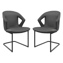 Kenosha Grey Faux Leather Dining Chairs In Pair
