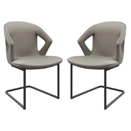 Kenosha Taupe Faux Leather Dining Chairs In Pair