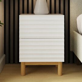 Kenosha Wooden Bedside Cabinet With 2 Drawers In White