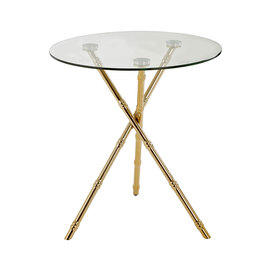 Kensick Round Clear Glass Side Table With Gold Knop Legs