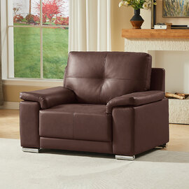 Kensington Faux Leather 1 Seater Sofa In Dark Brown