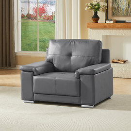 Kensington Faux Leather 1 Seater Sofa In Dark Grey