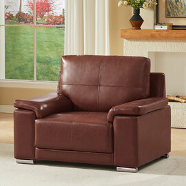 Kensington Faux Leather 1 Seater Sofa In Tan