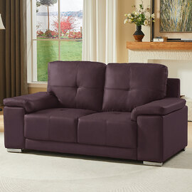 Kensington Faux Leather 2 Seater Sofa In Dark Brown