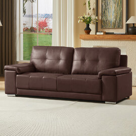 Kensington Faux Leather 3 Seater Sofa In Dark Brown