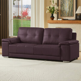 Kensington Faux Leather 3 Seater Sofa In Dark Brown