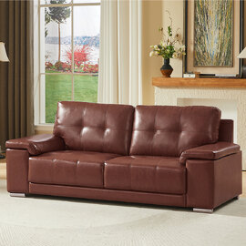 Kensington Faux Leather 3 Seater Sofa In Tan