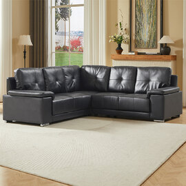 Kensington Faux Leather Corner Sofa in Black