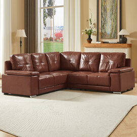 Kensington Faux Leather Corner Sofa in Tan