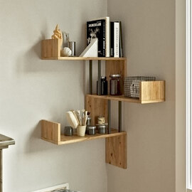 Kenza Wooden Wall Hung Shelving Unit in Atlantic Pine
