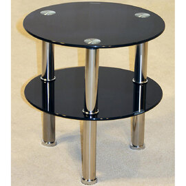 Kerrville Black Glass Side Table With Chrome Legs