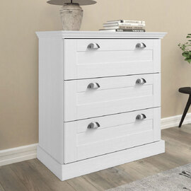 Kervan Wooden Chest Of 3 Drawers in White