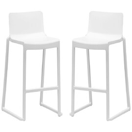 Ketchum White Polypropylene Stacking Bar Stools In Pair