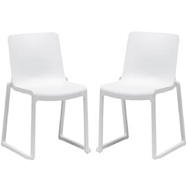 Ketchum White Polypropylene Stacking Side Chairs In Pair