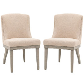 Kigali Natural Fabric Dining Chairs With Wooden Legs In Pair