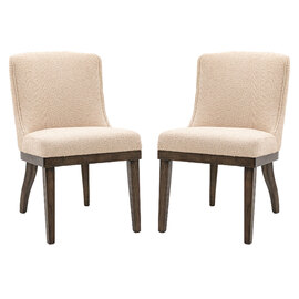 Kigali Taupe Fabric Dining Chairs With Oak Legs In Pair
