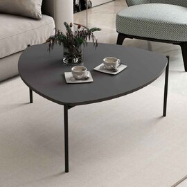 Kingsley Triangle Wooden Coffee Table with Metal Legs in Anthracite