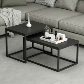 Kingsley Wooden Nest of 2 Coffee Table in Black