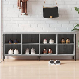Kinsley Shoe Storage Cabinet With 8 Compartments In Grey Oak
