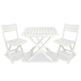 Kinston Plastic 3 Piece Folding Bistro Set In White