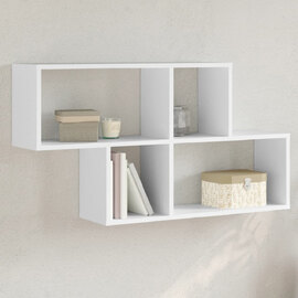 Kinston Wooden Wall Shelf With 4 Shelves In White