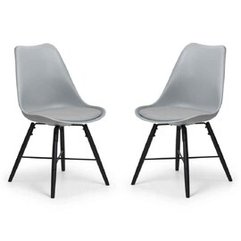 Kintar Grey Plastic Chairs with Black Legs in Pair