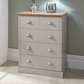 Kirkby Wooden Chest Of 5 Drawers In Grey And Oak
