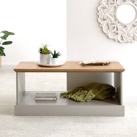 Kirkby Wooden Rectangular Coffee Table In Grey And Oak