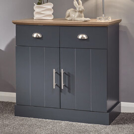 Kirkby Wooden Sideboard 2 Doors 2 Drawers In Slate Blue And Oak
