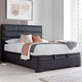 Kirkland Fabric Ottoman Storage King Size Bed In Slate