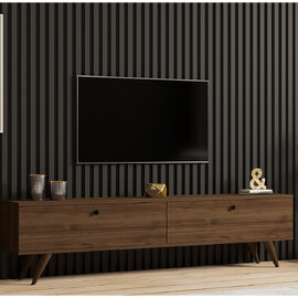 Kiyomi Wooden TV Stand with Plastic Legs in Walnut