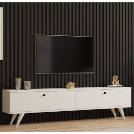 Kiyomi Wooden TV Stand with Plastic Legs in White