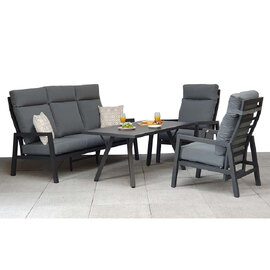 Knoxville Garden Sofa Dining Set With Aluminium Frame In Grey