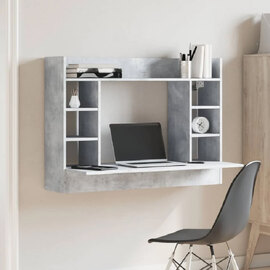 Kodak Wooden Wall Mounted Laptop Desk In Concrete Grey