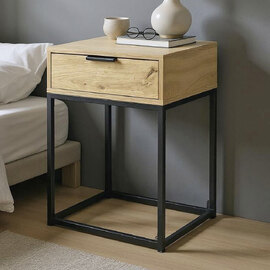 Kodiak Large Wooden Bedside Cabinet With 1 Drawer In Oak