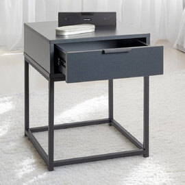 Kodiak Medium Wooden Bedside Cabinet With 1 Drawer In Anthracite