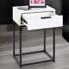 Kodiak Wooden Bedside Cabinet With 1 Drawer In White