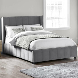 Kokomo Velvet King Size Bed - Grey