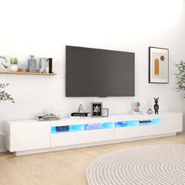 Krakow Large Wooden TV Stand In White With LED