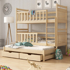 Krakow Wooden Bunk Bed Bonnell Mattress And Trundle In Pine