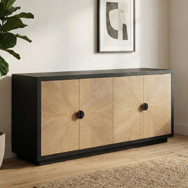 Kramis Wooden Sideboard with 4 Doors in Oak and Black
