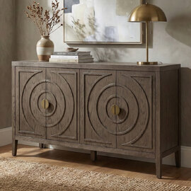 Kramis Wooden Sideboard with 4 Doors in Vintage Brown