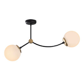 Kromozom Large 2 Light Metal Ceiling Pendant Light in White and Black