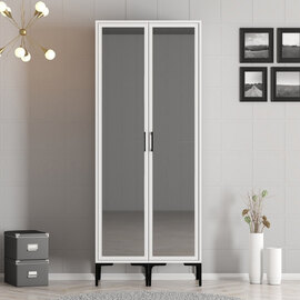 Kumsal Mirrored Wardrobe with 2 Doors in White